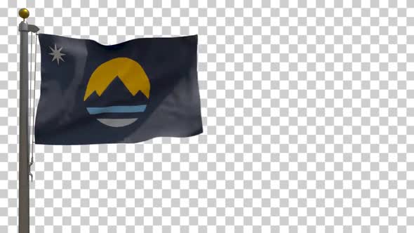 Reno City Flag (Nevada, USA) on Flagpole with Alpha Channel - 4K