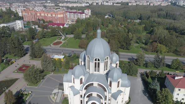 Aerial shot of a church