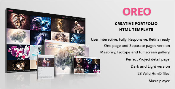 OREO - portfolio kreatywne responsywne HTML Retina