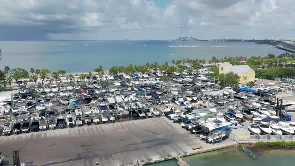  Aerial Top View on Boat Parking at the Yacht Club, Miami Downtown, Florida alt