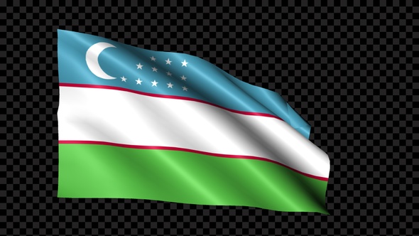 Uzbekistan Flag Blowing In The Wind