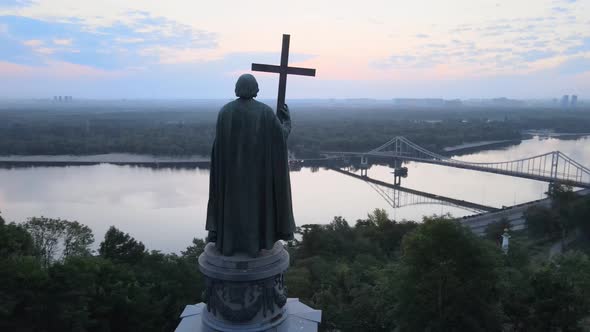 Monument To Vladimir the Great at Dawn in the Morning. Kyiv, Ukraine