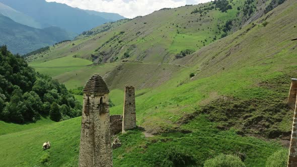 Medieval Tower Complex in Mountains