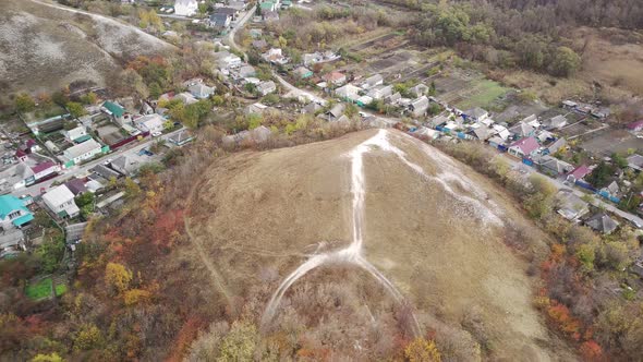 Aerial View of Chalk Hill in Countryside