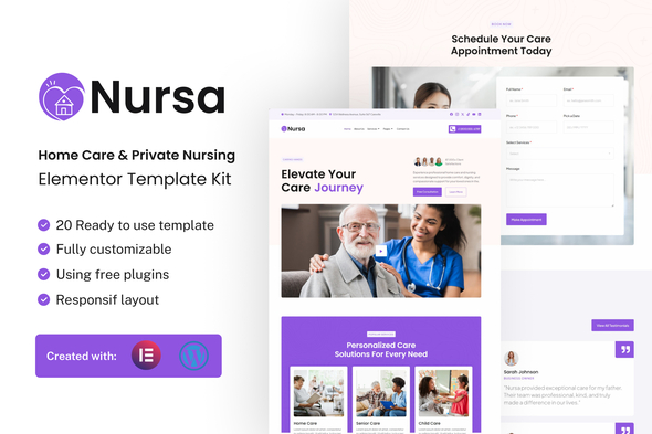 Nursa - Home Care & Private Nursing Services Elementor Template Kit