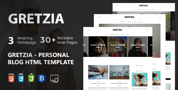 Gretzia – Personal Blog HTML Template – 0 Sold!