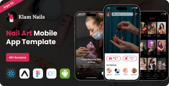 Klam Nails | Nail Art Mobile App | React Native Expo Template