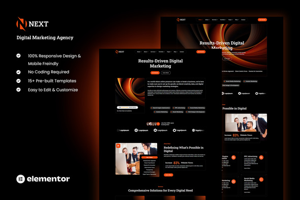 Next - Digital Marketing Agency Elementor Template Kit