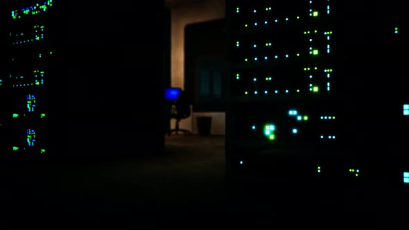 Clean Industrial Interior of a Data Server Room with Servers