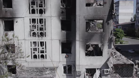 Borodyanka Ukraine  a Destroyed Building During the War Bucha District