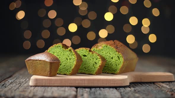 Stollen Christmas Bread Made of Spirulina and Pistachios Sugarfree Dietary for the Holidays