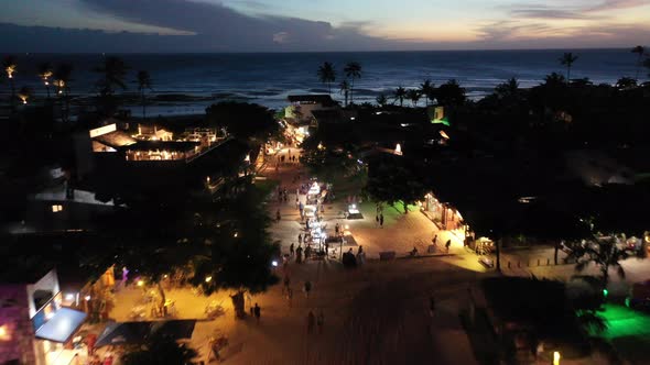 Night scape of historic center of Jericoacoara Ceara Brazil.