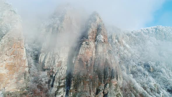 Old cliffs in grey cloud