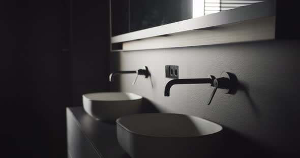 Comfortable Minimalist Bathroom with Black and Gray Tone Luxury Modern Home