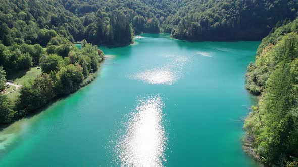 Aerial View of the Plitvice Lakes in the National Park of Croatia Clean Nature