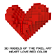3D models of the Pixel art Heart Love Red color - 3DOcean Item for Sale