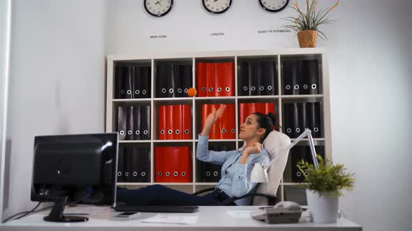 Lazy Business Woman Playing Ball