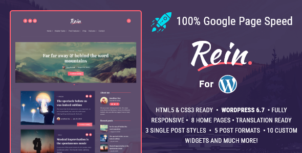 Rein - Minimal Lightweight Dark Theme for WordPress