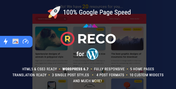Reco - Minimal Lightweight AMP Theme for Freebies