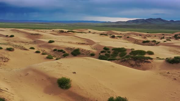 Aerial View of the Sand Dunes in Mongolia