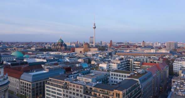 AERIAL: Beautiful Daylight Drone Hyper Lapse, Motion Time Lapse Over Berlin with Alexanderplatz TV