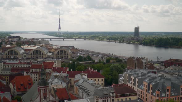 View Of Riga And The Daugava River And The Telecommunication Tower