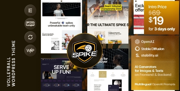 Spike – Volleyball WordPress Theme – 0 Sold!