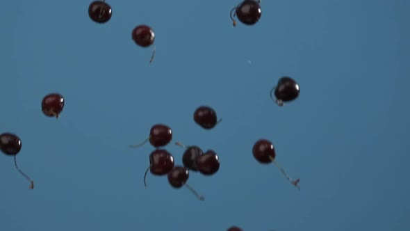 Super Slow Motion Of Cherries Flying Up