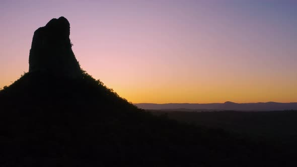 Aerial view of the Glass House Mountains, Sunshine Coast Hinterland.