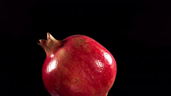 Flying of Pomegranate in Black Background in Slow Motion