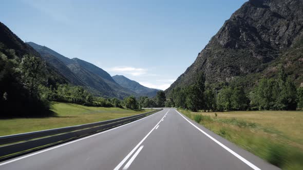 Driving on Countryside Road in Catalonia Spain