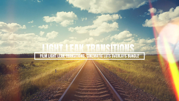 Film Burn Light Leak Transitions and Cinematic LUTs Overlays Bundle alt