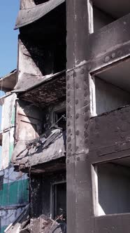 Vertical Video of War in Ukraine  Destroyed House