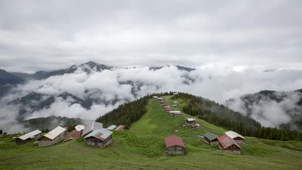 Panoramic timelapse view of Pokut plateau in blacksea Rize karadeniz mountain aoz0025