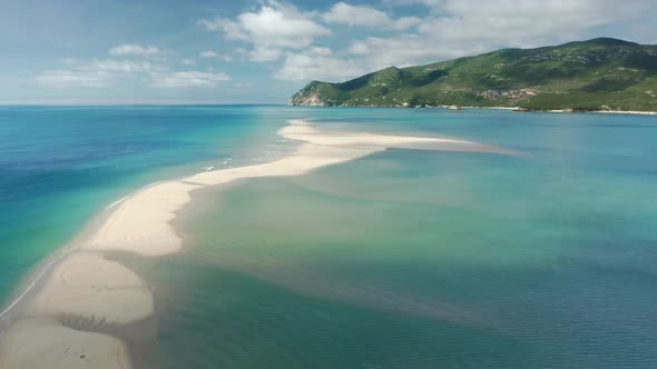 Slow Motion Footage of the Beach Falling Steeply Into the Sea