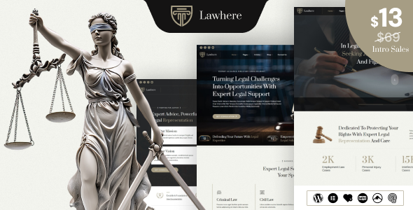 Lawhere – Lawyer, Law Firm WordPress Theme – 0 Sold!