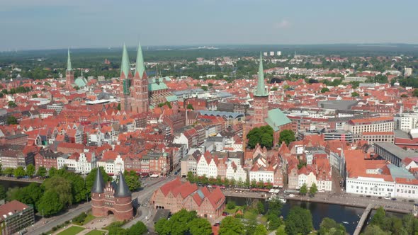 Aerial Panoramic View of Medieval City Centre