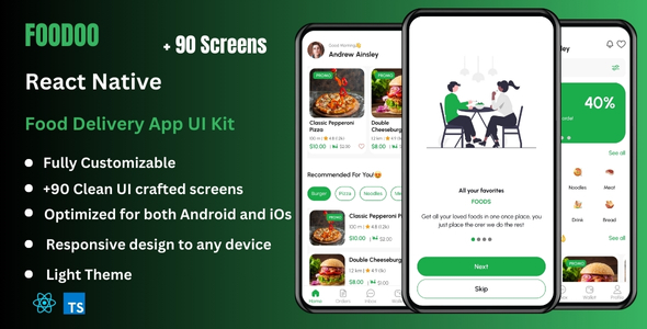 Foodoo - Food Delivery React Native CLI App Ui Kit