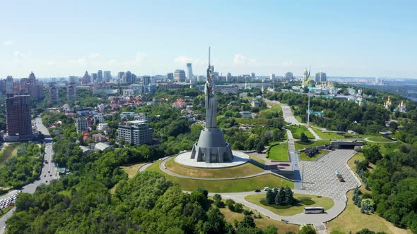 Aerial View of the Mother Motherland Monument in Kiev