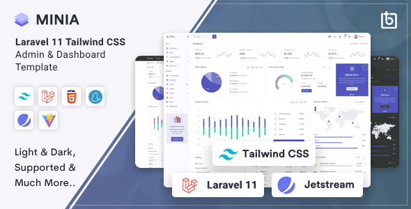 Minia - Laravel 11 Tailwind CSS Admin & Dashboard Template