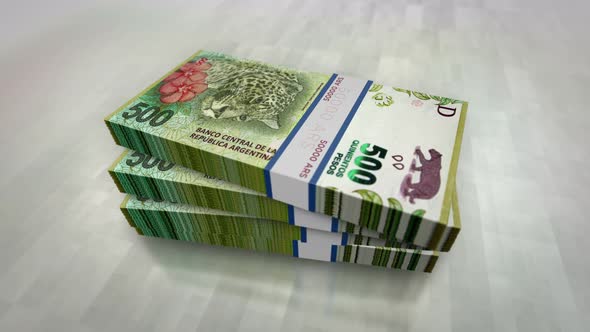 Argentina Peso money banknote pile packs