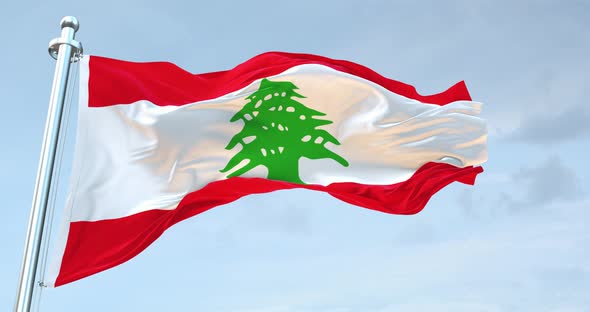 Lebanon  Flag  Waving  Loop  4 K