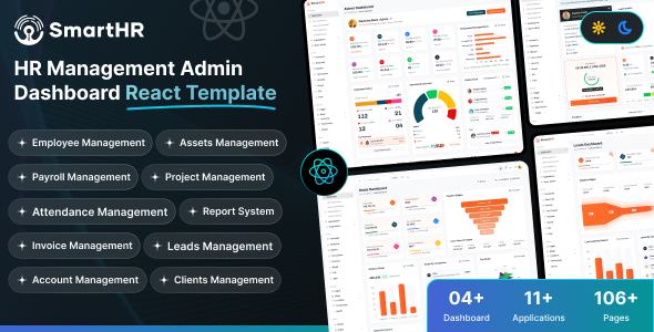 SmartHR - React 18+ & Html HRMS, Payroll, CRM and HR Project Management Admin Dashboard Template