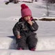 Excursion Children Baby Girl in Snowsuit Eating Snack on Mountain Snow Hike in Winter Countryside - VideoHive Item for Sale