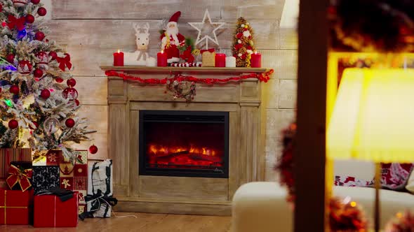 Presents Under a Christmas Tree with Lights