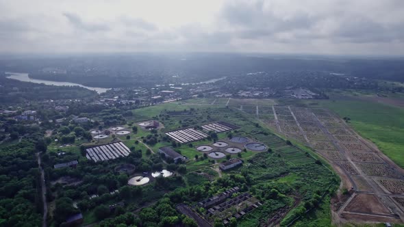 Aerial View of Wastewater Treatment Plant