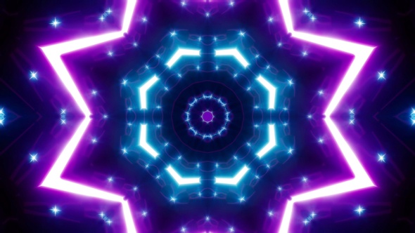 Neon Light Beam Kaleidoscope Background Loop 4K 06