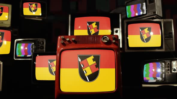 Flag of Würzburg, Germany, on Retro TVs.