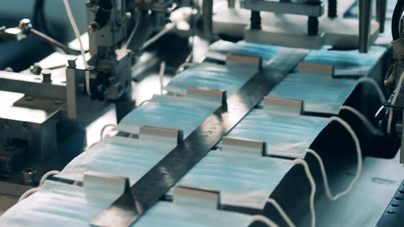 Modern Face Mask Making Machine at a Face Mask Production Factory