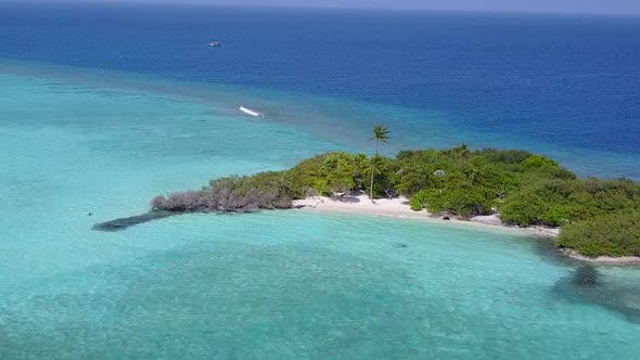 Drone aerial texture of exotic tourist beach by ocean and sand background